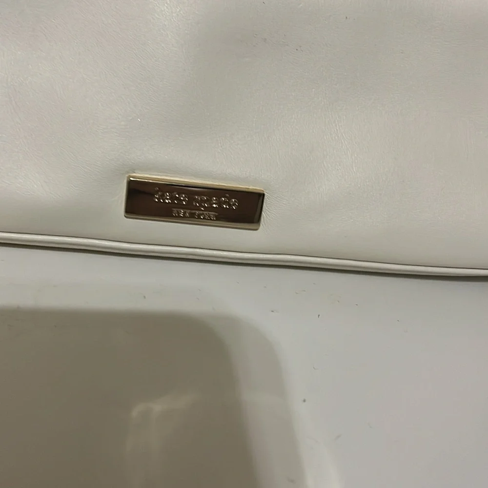 Kate Spade New York Cream Leather & Black Bow Tie Clutch